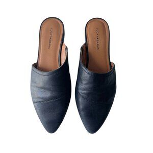 Lucky Brand Black Leather Slip On Sandals - 10 M